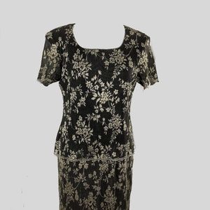 Helene Blake Long Dress Black Gold 10/12